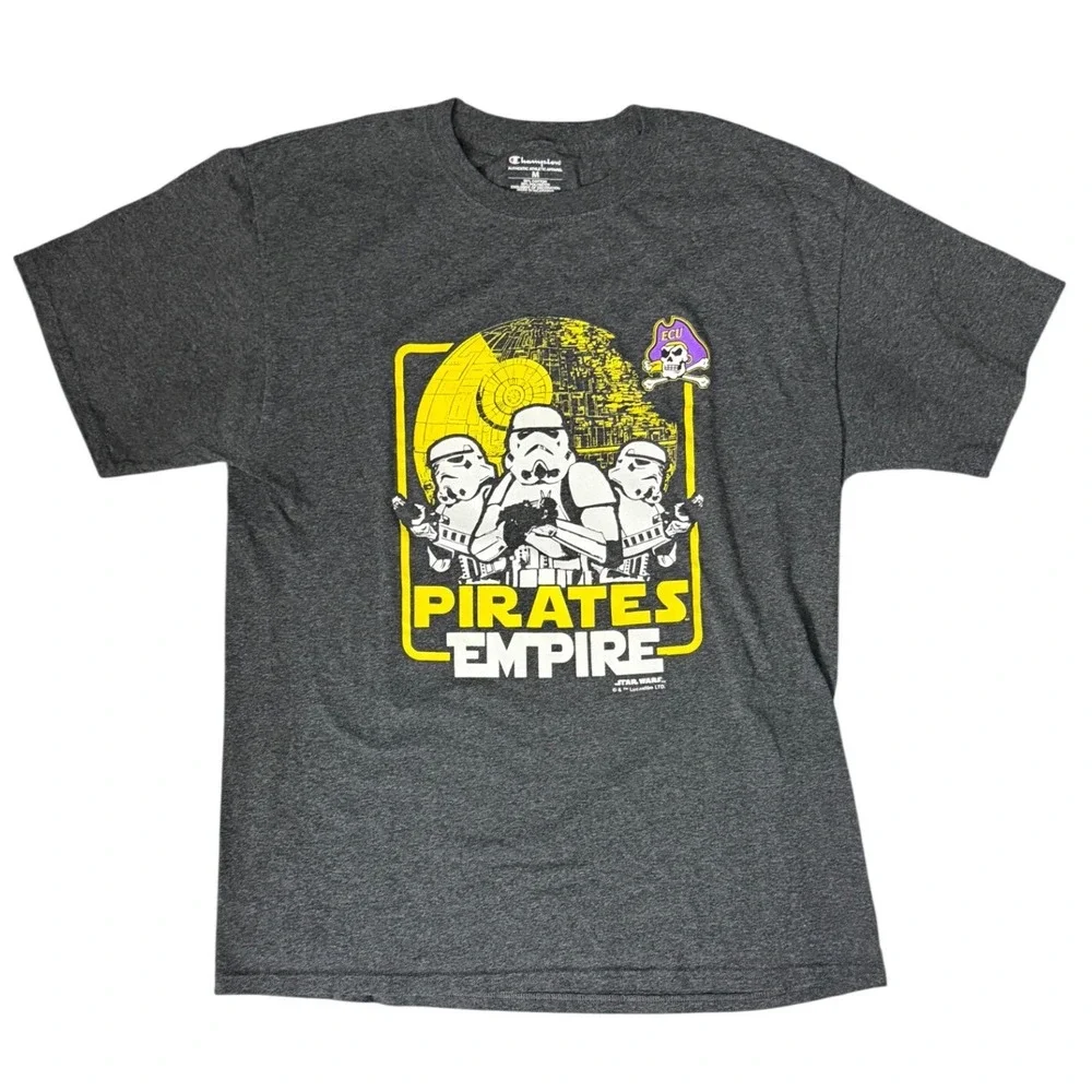 Champion Star Wars ECU Pirates Empire Tee Mens Size M Gray Stormtrooper Graphic - Picture 1 of 9